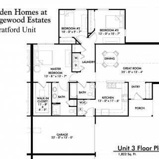 Floor plan for the Stratford Unit at Garden Homes, Longwood Estates.
