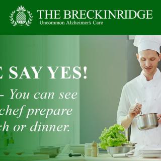 Advertisement for The Breckinridge showcasing a chef preparing meals.
