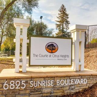 Entrance sign for The Center at Citrus Heights with address 6825 Sunrise Boulevard.