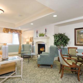 A cozy living room with elegant furniture and a fireplace.