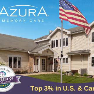 Azura Memory Care facility with an award recognition as part of the top 3% in the U.S. and Canada.