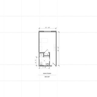 A simple floor plan layout with room dimensions.
