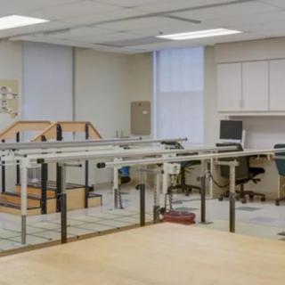 A well-equipped physical therapy room designed for patient rehabilitation.