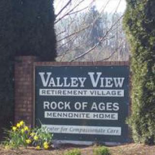 Sign for Valley View Retirement Village, Rock of Ages Mennonite Home.