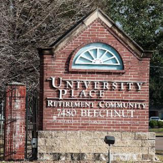 Entrance sign of University Place Retirement Community.
