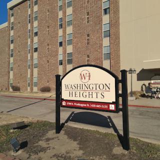 Sign indicating the Washington Heights residential complex.