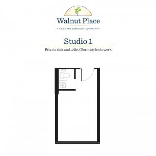 Floor plan of Studio 1 at Walnut Place.