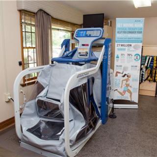 An anti-gravity treadmill used for rehabilitation and physical therapy exercises.