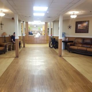 A welcoming lobby with comfortable seating and a spacious layout.