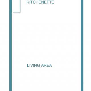 A simple floor plan featuring a kitchenette and living area.