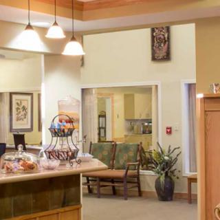 A welcoming reception area with comfortable seating and decorative elements.