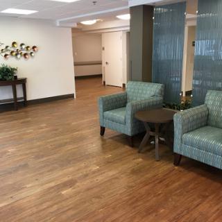 A cozy waiting area featuring comfortable chairs and natural light.
