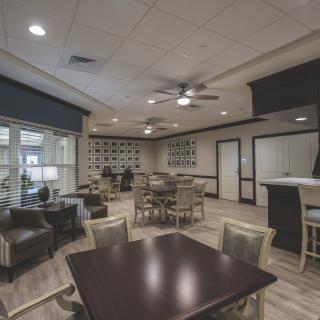 A modern lounge area with comfortable seating and a sleek design.