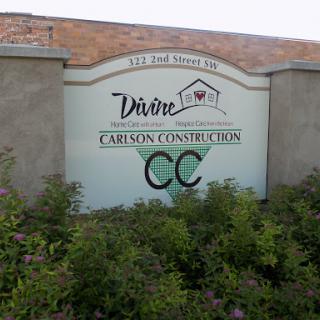 Signage for Carson Construction, showcasing branding and company name.