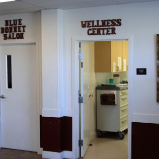 Entrance to Blue Bonnet Salon and Wellness Center.