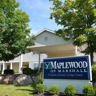 Maplewood of Marshall assisted living facility with a welcoming entrance and surrounding greenery.