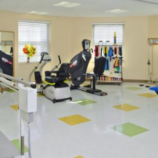 A well-equipped rehabilitation center featuring various exercise machines and therapy tools.