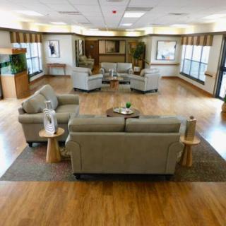 A spacious and inviting lounge area designed for comfort and relaxation.