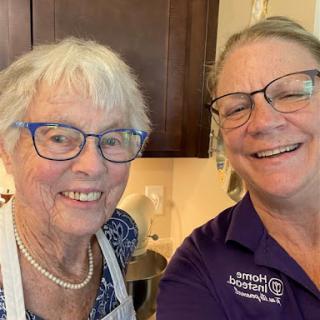 A joyful moment shared in the kitchen.