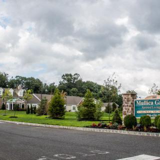 A scenic view of a residential area with a cloudy sky and lush greenery.