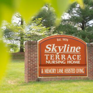 Sign for Skyline Terrace Nursing Home and Memory Lane Assisted Living.