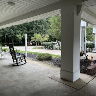A peaceful porch view, perfect for enjoying nature.
