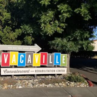 Entrance sign for Vacaville Convalescent and Rehabilitation Center.