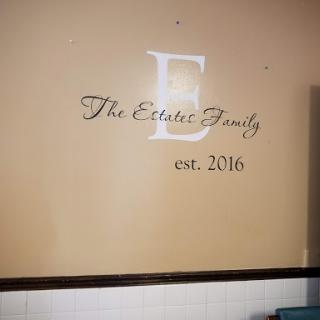A personalized wall decoration celebrating the Estabrook family's establishment in 2016.
