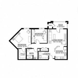 A floor plan showing the layout of an apartment with multiple rooms.