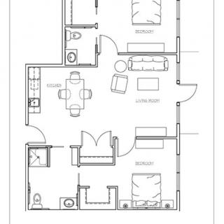 A detailed architectural floor plan of a residential space.