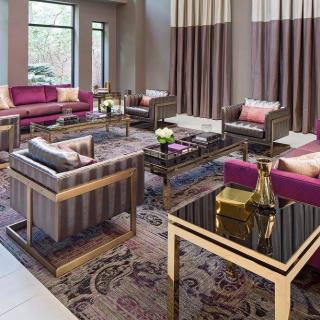 A luxurious and modern lobby with stylish seating and elegant decor.