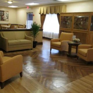 A cozy lobby with comfortable seating and elegant decor.