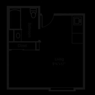 A simple floor plan layout for a small apartment.