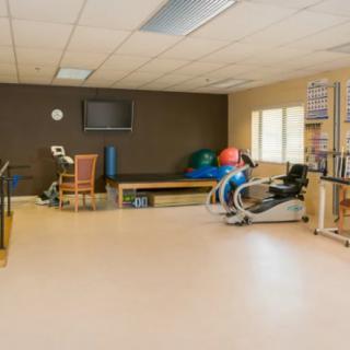 A well-equipped gym with various exercise machines and fitness equipment.