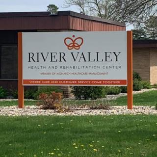 Sign for River Valley Health and Rehabilitation Center.