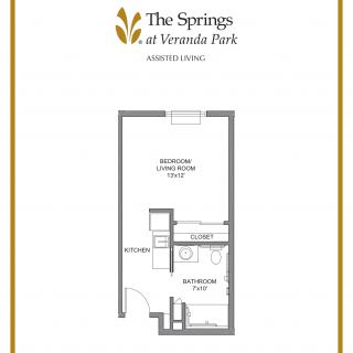 Studio apartment floor plan from The Springs at Veranda Park.