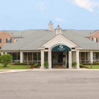 The front entrance of a hotel building.