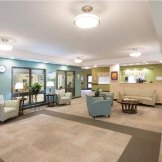 A modern and inviting lobby space designed for comfort and relaxation.
