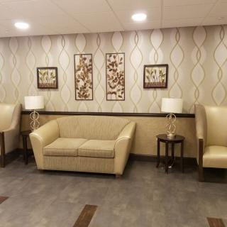 Elegant lobby with comfortable seating and stylish decor.