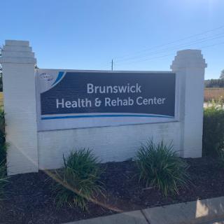 Entrance sign for Brunswick Health & Rehab Center.
