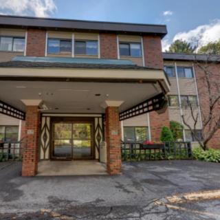 Front entrance of a residential apartment building.
