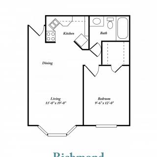 A simple one-bedroom apartment floor plan labeled 'Richmond'.