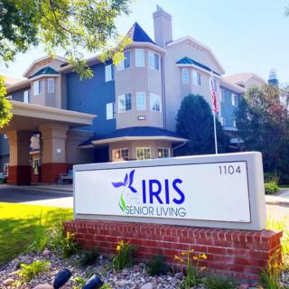 Exterior view of the Iris Health Services building with a prominent sign.