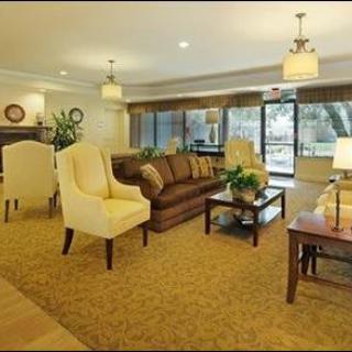 A cozy and elegantly decorated living room with comfortable seating and soft lighting.