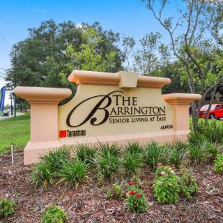 Entrance sign for The Barrington Senior Living at 16th.