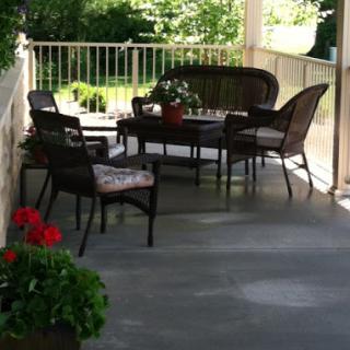A cozy outdoor patio setup perfect for relaxation.