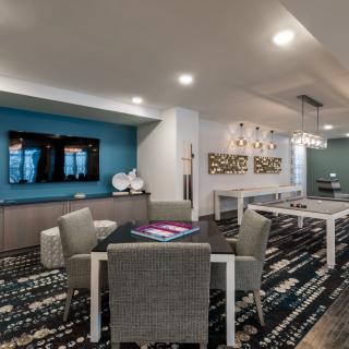 A modern living room with contemporary furniture and stylish decor.