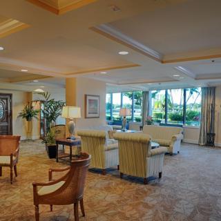 A luxurious hotel lobby with comfortable seating and elegant decor.