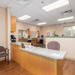 A spacious and organized medical office reception area, designed to provide a welcoming environment for patients.