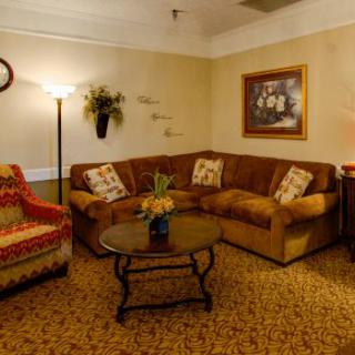 A cozy living room with a sectional sofa, armchair, and coffee table.